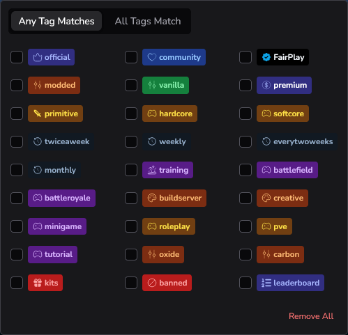 Server card metrics example